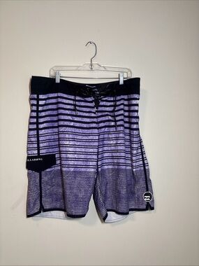 Billabong Purple and Black Striped Men’s Boardshorts